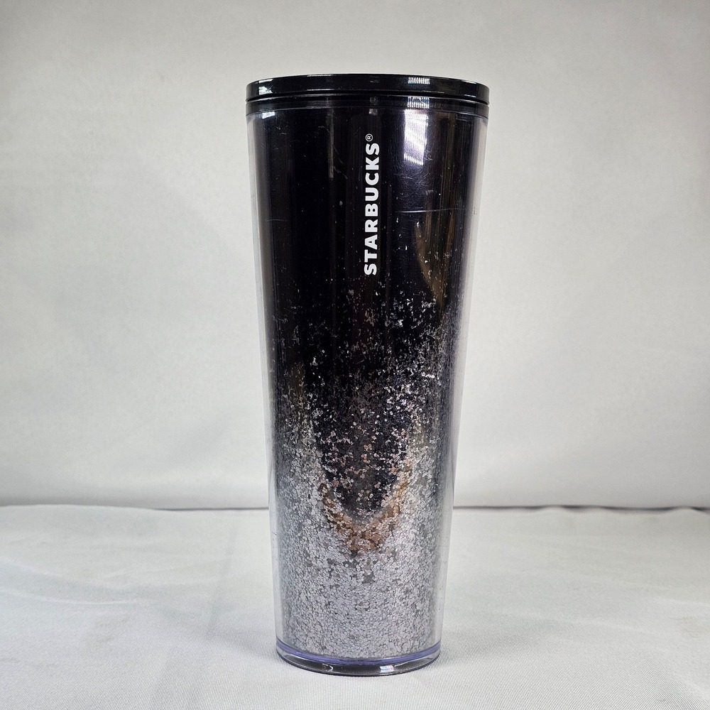 Starbucks Black Silver Glitter Ombre Venti Tumbler 24oz Cold Cup 011107228
